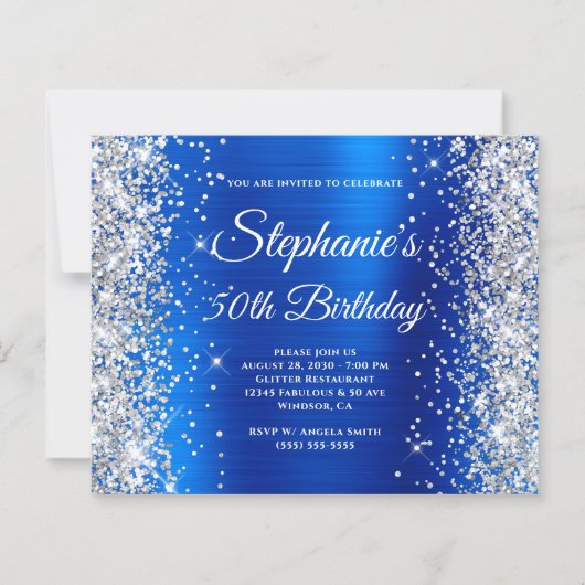 Papier Fête d'anniversaire de 50 ans paillettes argentées (Devant)