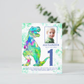 Papier Fête d'anniversaire de dinosaure 1 an Photo à l'aq (Debout devant)
