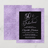 Papier Fête d'anniversaire élégante violet pour 50 ans à  (Devant / Derrière)