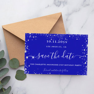 Papier fête d'anniversaire royal bleu argent enregistrer 