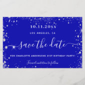 Papier fête d'anniversaire royal bleu argent enregistrer  (Devant)