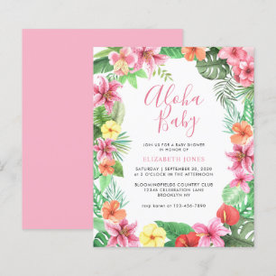 Papier Fête de Bébé Florale Tropicale Été Rose Aloha