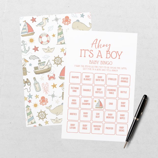 Papier Fête de Bébé Garçon Marin Bingo (Créateur téléchargé)