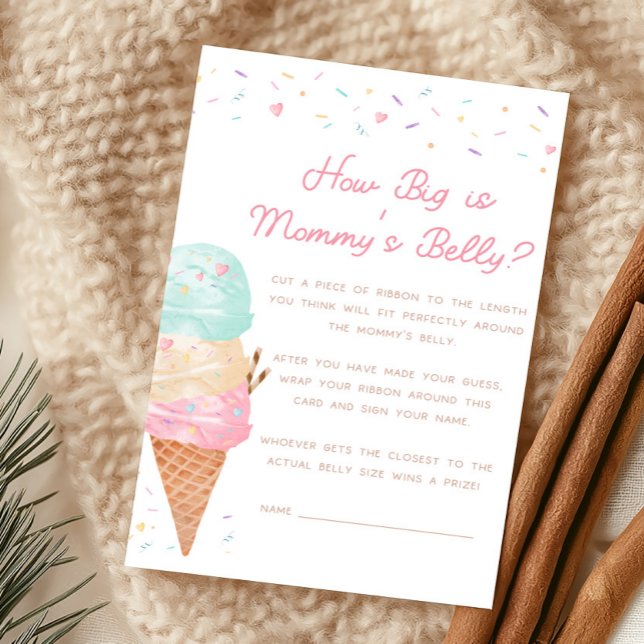 Papier Fête de Bébé Glace Comment est le Ventre de Maman (Ice Cream Sprinkled with Love Baby Shower How Big Is Mommy's Belly Game)