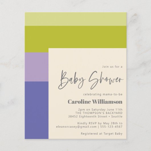 Papier Fête de bébé moderne rayée violet vert pas chère m (Devant)