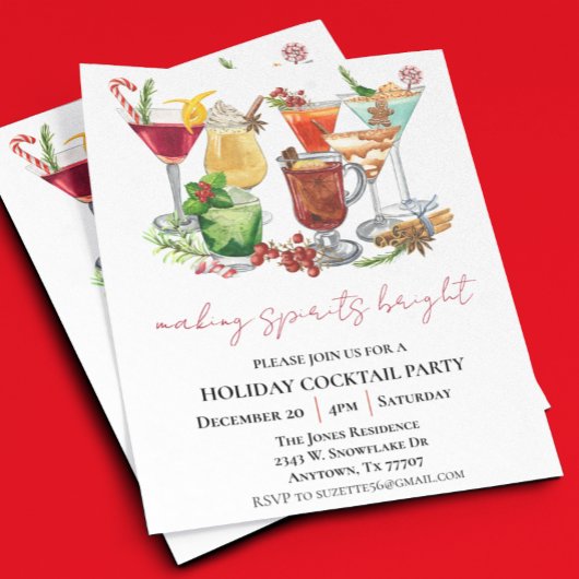 Papier Fête de Cocktail de Noël avec des esprits brillant