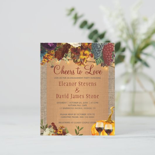 Papier Fête de fiançailles BUGET à fleurs rustiques (Debout devant)