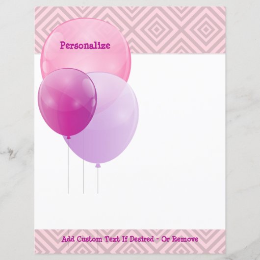 Papier Fête de la fête Balloons rose violet Personnaliser (Devant)