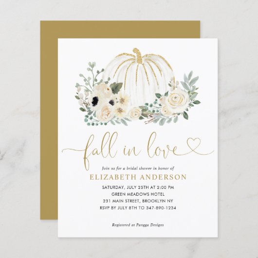 Papier Fête de mariage champêtre Budget Fleurs d'automne  (Devant / Derrière)