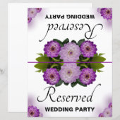 Papier Fête de mariage pliable réservée Purple Floral (Devant / Derrière)