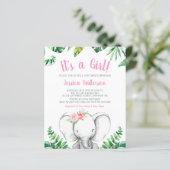 Papier Fête de naissance fille éléphant jungle rose pas c (Debout devant)