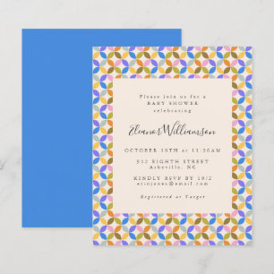 Papier Fête de naissance géométrique bleue colorée et mig