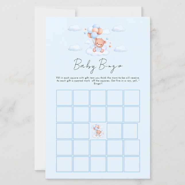 Papier Fête de naissance Ourson Bleu Garçon (Devant)