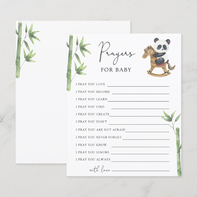 Papier Fête de naissance ourson panda Prières pour bébé (Devant / Derrière)