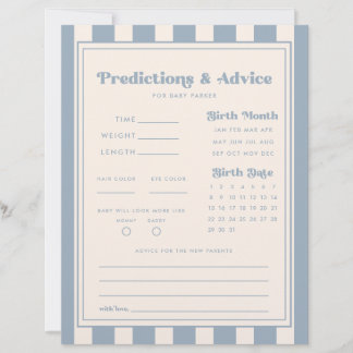 Papier Fête de Naissance Rayures Bleues Prédictions/Conse