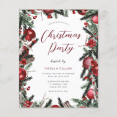 Papier Fête de Noël Festive Frontière Budget Invitation (Devant)