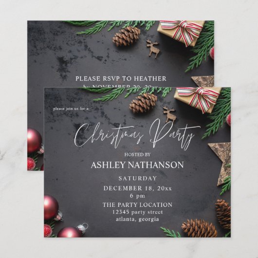 Papier Fête de Noël rustique Renne & Pin Budget (Devant / Derrière)