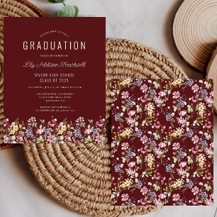 Papier Fête de remise de diplômes Burgundy à motif de fle