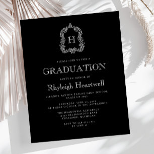 Papier Fête de remise des diplômes avec monogramme noir B