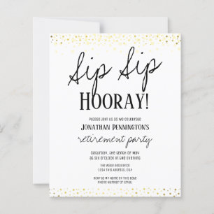 Papier Fête de retraite élégante en or Sip Sip Hourra