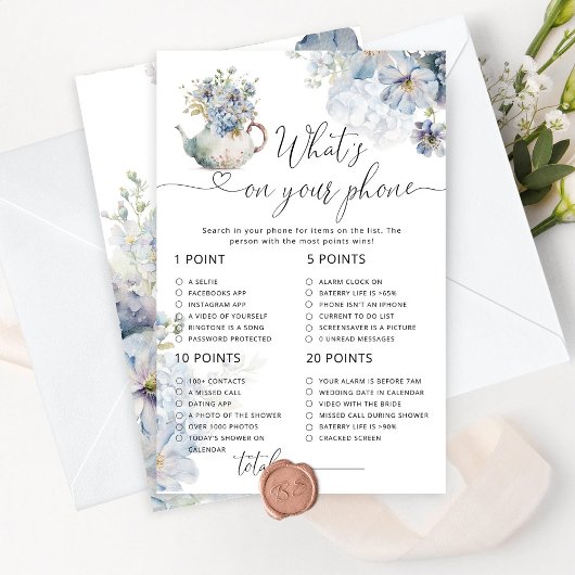 Papier Fête de thé floral bleu ce qui est sur votre jeu d