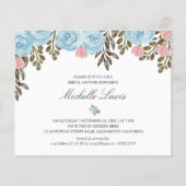 Papier Fête des mariées à fleurs chic bleu rose (Devant)