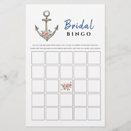 Papier Fête des mariées Ancre nautique Bingo (Devant)