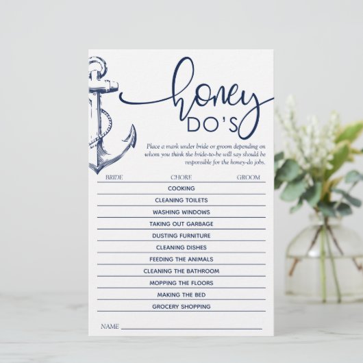 Papier Fête des mariées Ancre nautique Jeu Honey Do (Debout devant)