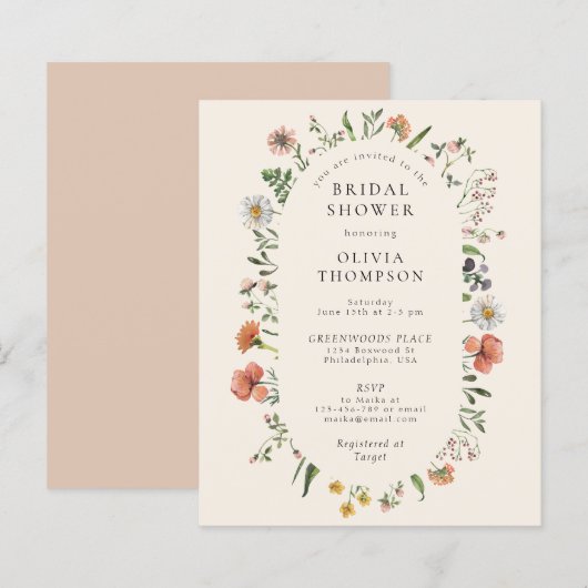 Papier Fête des mariées Arc Fleur sauvage d'été Boho Budg (Devant / Derrière)