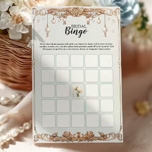 Papier Fête des mariées Bingo Game Card Perles Prosecco