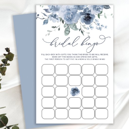 Papier Fête des mariées Bingo Jeu Dusty Blue Floral