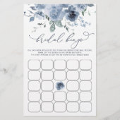 Papier Fête des mariées Bingo Jeu Dusty Blue Floral (Devant)