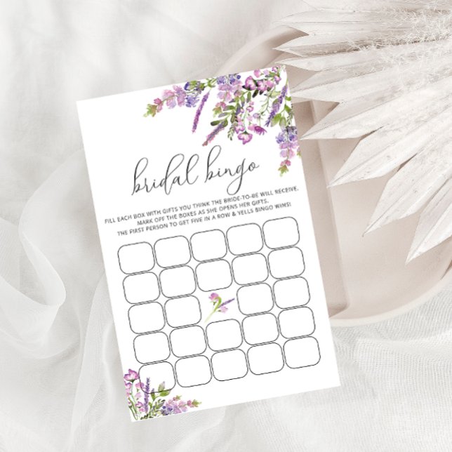 Papier Fête des mariées Bingo Jeu Purple Lavender Floral (Créateur téléchargé)