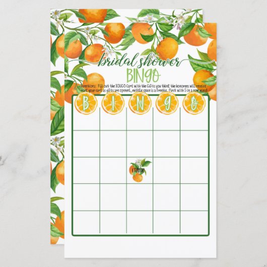 Papier Fête des mariées BINGO - Orange (Devant / Derrière)