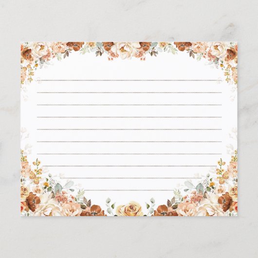 Papier Fête des mariées Boho Rustic Fall Flowers (Dos)