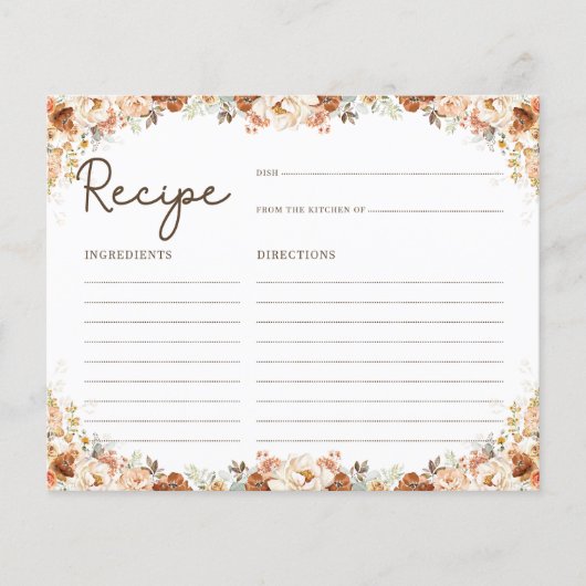 Papier Fête des mariées Boho Rustic Fall Flowers (Devant)