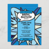 Papier Fête des mariées Budget Comic Book Blue Invitation (Devant / Derrière)