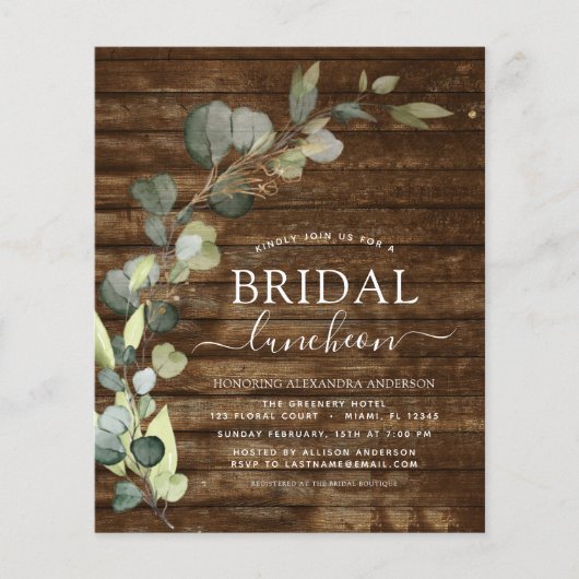 Papier Fête des mariées Budget Déjeuner Vert Eucalyptus (Devant)