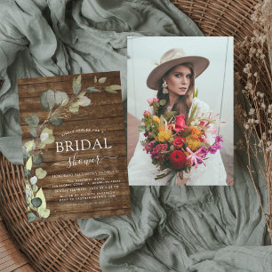 Papier Fête des mariées Budget Photo Rustic Wood Invitati