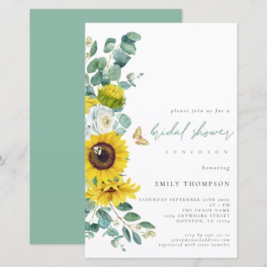 Papier Fête des mariées Budget Sunflowers Eucalyptus Peon (Devant / Derrière)