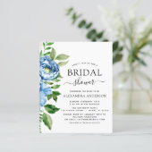 Papier Fête des mariées budgétaire Blue Floral Invitation (Debout devant)