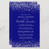 Papier Fête des mariées budgétaire Blue Silver Invitation (Devant / Derrière)