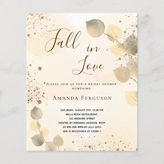 Papier Fête des mariées budgétaire chute d'eucalyptus dor (Devant)