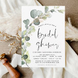 Papier Fête des mariées budgétaire Eucalyptus Rustic Invi<br><div class="desc">Budget Eucalyptus Verdure Aquarelle botanique Succulente Printemps Mariage Douche nuptiale Invitations sur arrière - plan blanc - comprend belle et élégante typographie script avec feuilles botaniques modernes et verdure pour la fête spéciale Mariée à être.</div>