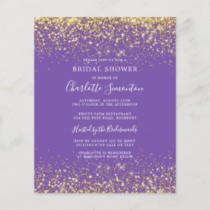 Papier Fête des mariées budgétaire Gold Purple Invitation