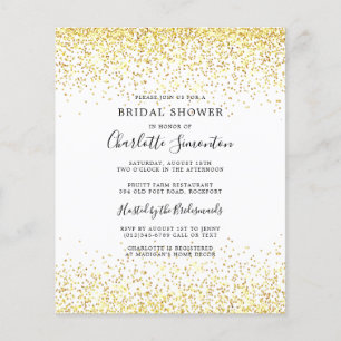 Papier Fête des mariées budgétaire Gold White Invitation