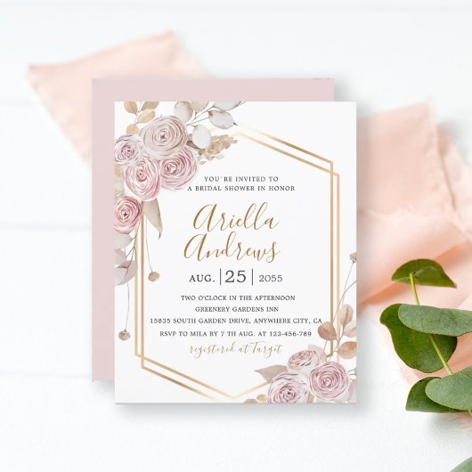 Papier Fête des mariées budgétaire rose floral, Gold Invi