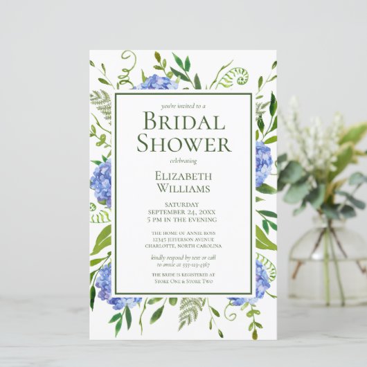 Papier Fête des mariées d'aquarelle Budget Blue Hydrangea (Debout devant)