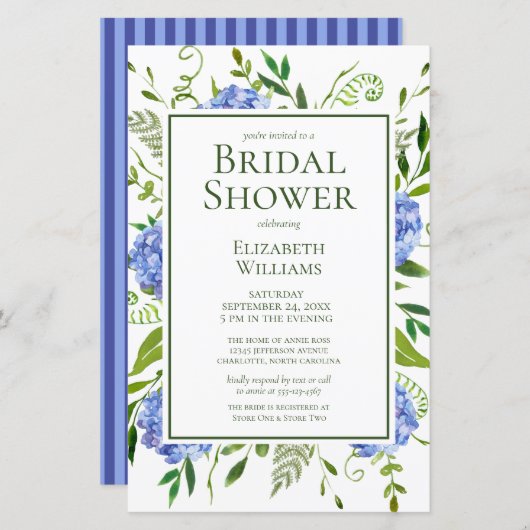 Papier Fête des mariées d'aquarelle Budget Blue Hydrangea (Devant / Derrière)