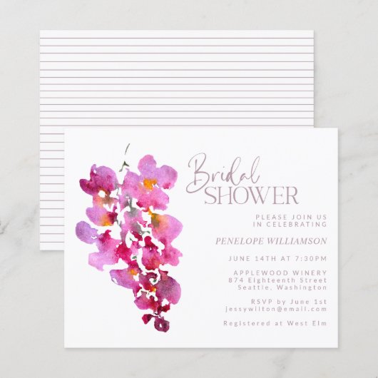 Papier Fête des mariées d'aquarelle budgétaire Purple Wis (Devant / Derrière)